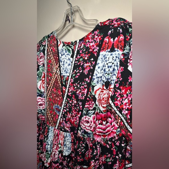 Johnny Was Artsy Floral Long Sleeve High Low Art To Wear Boho Dress Size Large - Picture 16 of 16